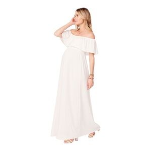 NWOT Ingrid & Isabel Off-Shoulder Maxi Maternity Dress – Ivory – Size M
